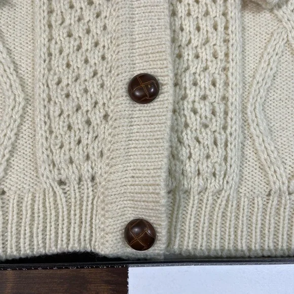Cladyknit Womens Irish Fisherman 100% Merino Wool Cardigan Sweater Size 40 - Picture 5 of 7